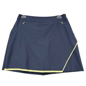 Slazenger Golf Skort Womens Size 2 Blue Skirt with Built In Shorts Yellow Trim M